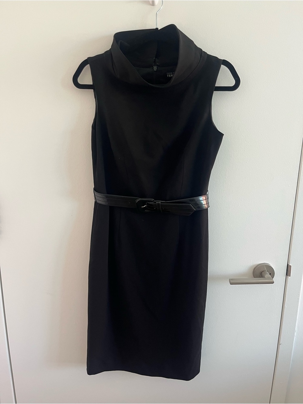 Rickie Freeman Teri Jon Black Belted Vintage Dress Size 4 Knee Length
